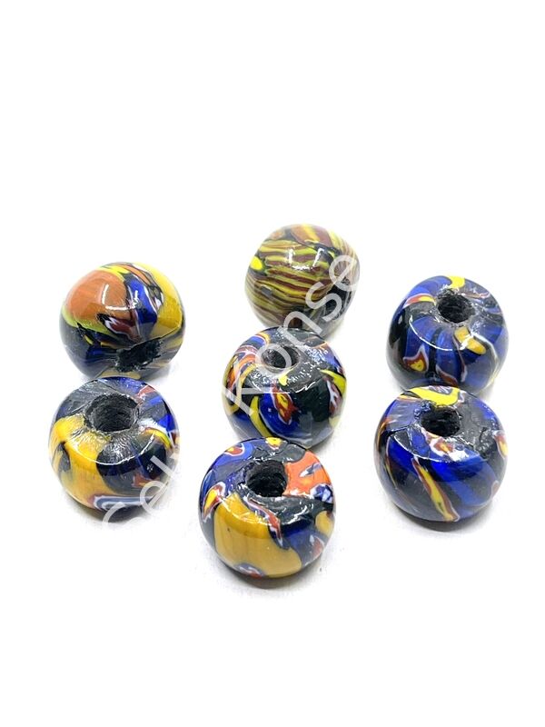 Gana-Krobo Parlak Cam Boncuk Karışık Renkli 19x13 mm 20 Adet