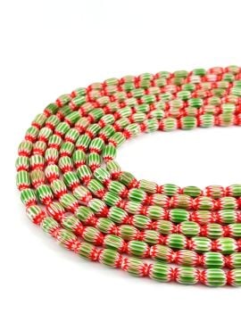 Chevron Cam Boncuk Dizi Yeşil 8x11 mm