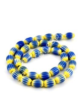 Chevron Cam Boncuk Dizi Mavi 8x11 mm