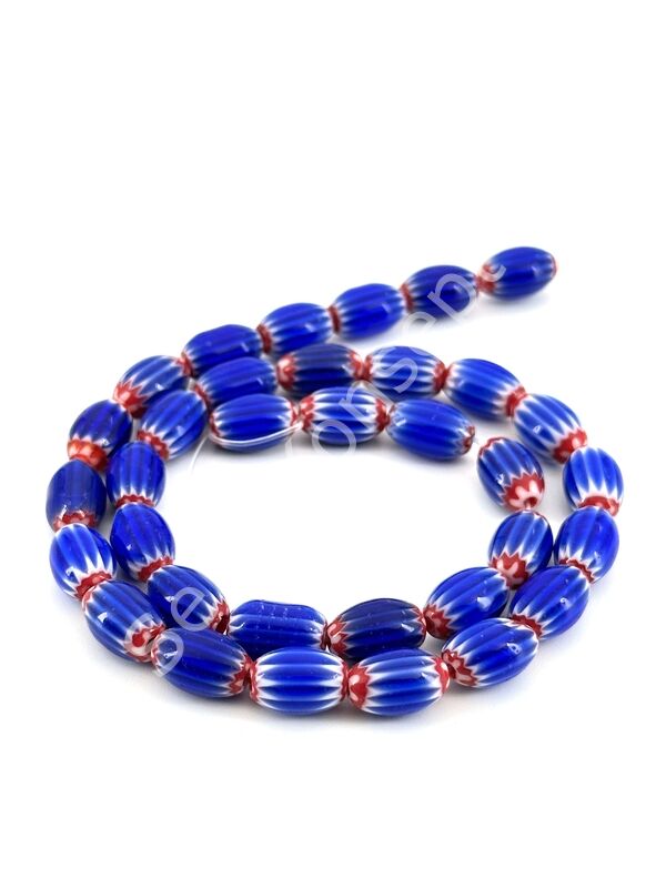 Chevron Cam Boncuk Dizi Lacivert 8x11 mm
