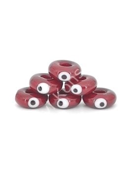 El Yapımı Bordo Murano Gözlü Silindir Boncuk