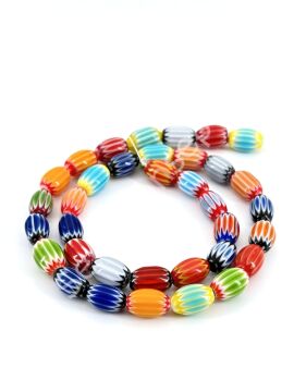 Chevron Cam Boncuk Dizi Karışık Renkli 8x11 mm