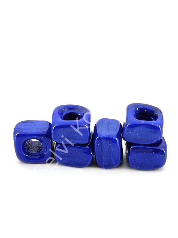 El Yapımı Lacivert Renkli Murano Kare Cam Boncuk