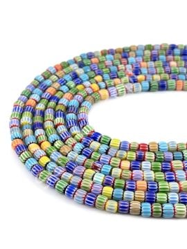 Chevron Silindir Cam Boncuk Dizi Karışık Renkli 6x5 mm
