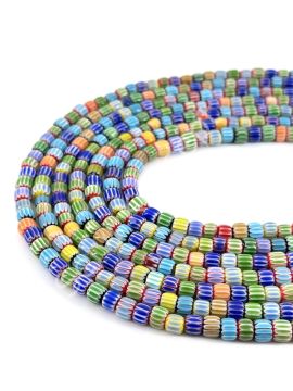 Chevron Silindir Cam Boncuk Dizi Karışık Renkli 6x5 mm