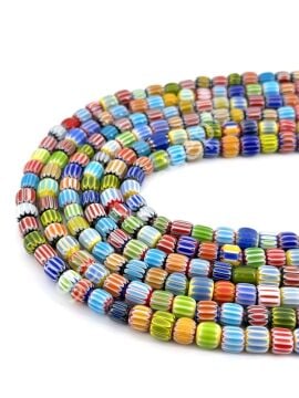 Chevron Silindir Cam Boncuk Dizi Karışık Renkli 7x6 mm