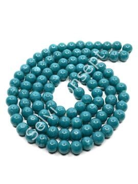 Yuvarlak Dizi Cam Boncuk Turkuaz 8-9 mm