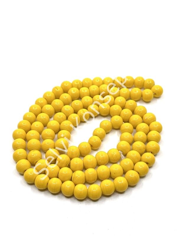 Yuvarlak Dizi Cam Boncuk Hardal 8-9 mm