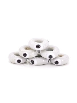 El Yapımı Gri Murano Mavi Gözlü Silindir Boncuk