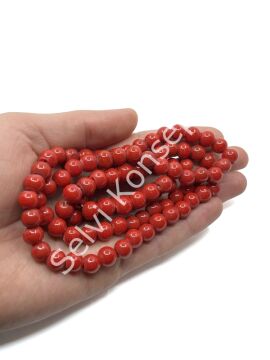 Yuvarlak Dizi Cam Boncuk Koyu Kırmızı 8-9 mm