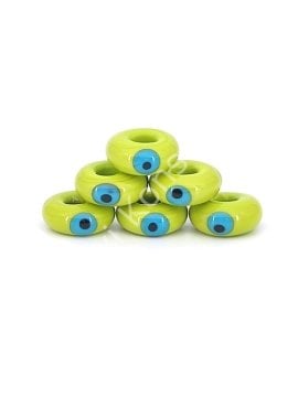 El Yapımı F.Yeşili Murano Gözlü Silindir Boncuk