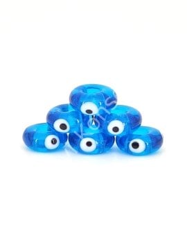 El Yapımı Ş.Mavi Murano Gözlü Silindir Boncuk