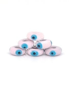 El Yapımı Pembe Murano Gözlü Silindir Boncuk