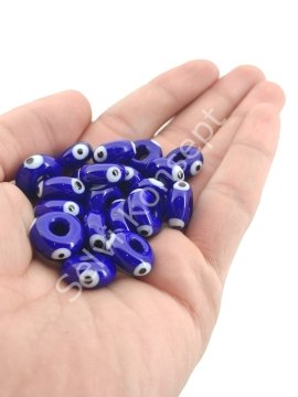 El Yapımı Lacivert Murano Gözlü Silindir Boncuk