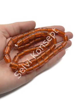 Silindir Dizi Cam Boncuk Şeffaf Turuncu 8x12 mm