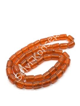 Silindir Dizi Cam Boncuk Şeffaf Turuncu 8x12 mm