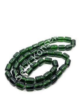 Silindir Dizi Cam Boncuk Şeffaf Zümrüt Yeşili 8x12 mm