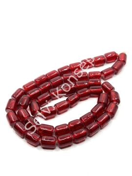 Silindir Dizi Cam Boncuk Şeffaf Kırmızı 8x12 mm