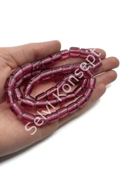 Silindir Dizi Cam Boncuk Şeffaf Mürdüm 8x12 mm