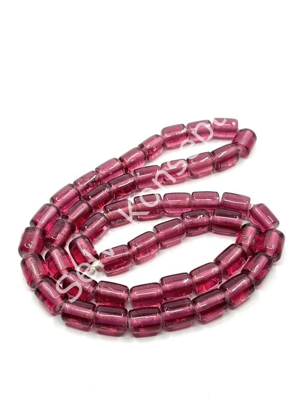 Silindir Dizi Cam Boncuk Şeffaf Mürdüm 8x12 mm