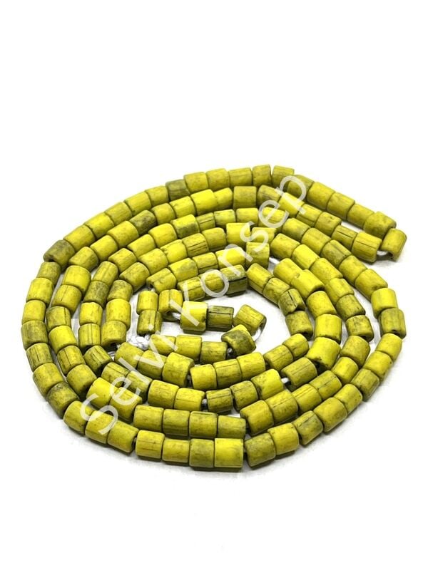 Otantik Eskitme Silindir Dizi Cam Boncuk Sarı 4x4 mm