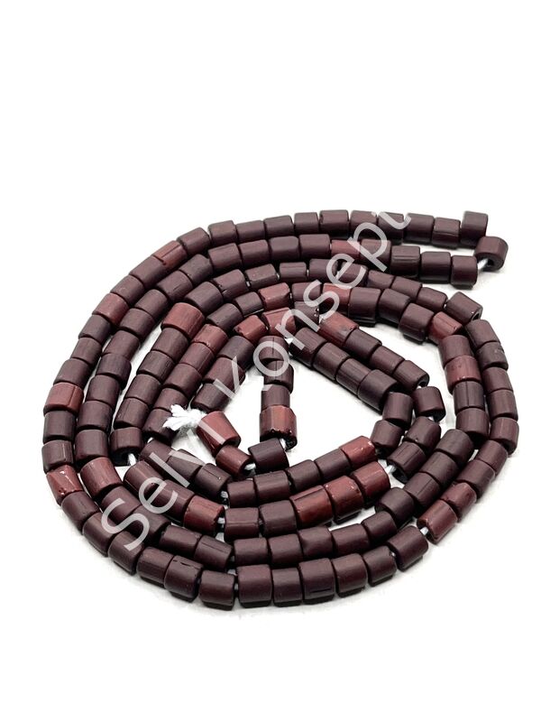 Otantik Eskitme Silindir Dizi Cam Boncuk Koyu Bordo 4x4 mm