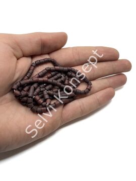 Otantik Eskitme Silindir Dizi Cam Boncuk Koyu Bordo 4x4 mm