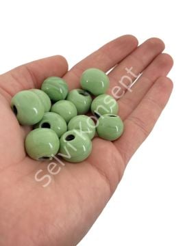 Bodrum Cam Boncuk Açık Yeşil Büyük Boy 10 Adet