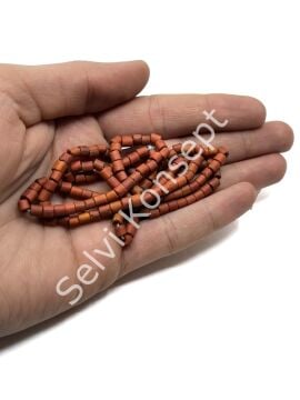 Otantik Eskitme Silindir Dizi Cam Boncuk Turuncu 4x4 mm
