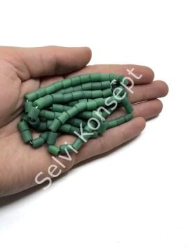Otantik Eskitme Silindir Dizi Cam Boncuk Yeşil 6x7 mm