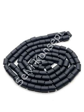 Otantik Eskitme Silindir Dizi Cam Boncuk Siyah 6x7 mm