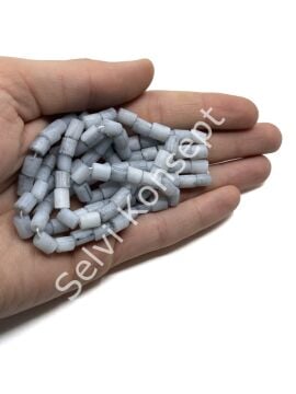 Otantik Eskitme Silindir Dizi Cam Boncuk Gri 6x7 mm