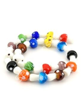 El Yapımı Mantar Dizi Cam Boncuk Karışık Renkli 12x18 mm