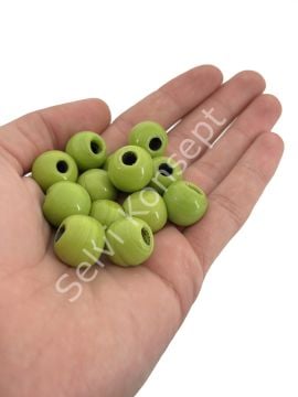 Bodrum Cam Boncuk Fıstık Yeşili Büyük Boy 10 Adet