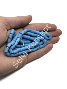 Otantik Eskitme Silindir Dizi Cam Boncuk Mavi 6x7 mm