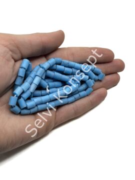 Otantik Eskitme Silindir Dizi Cam Boncuk Mavi 6x7 mm