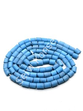 Otantik Eskitme Silindir Dizi Cam Boncuk Mavi 6x7 mm