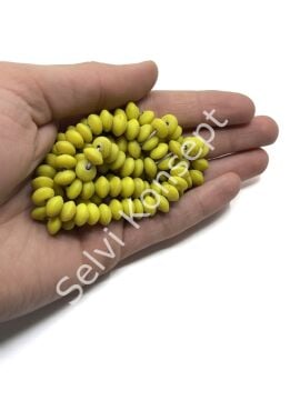 Otantik Eskitme Disk-Rondela Dizi Cam Boncuk Sarı 9x6 mm