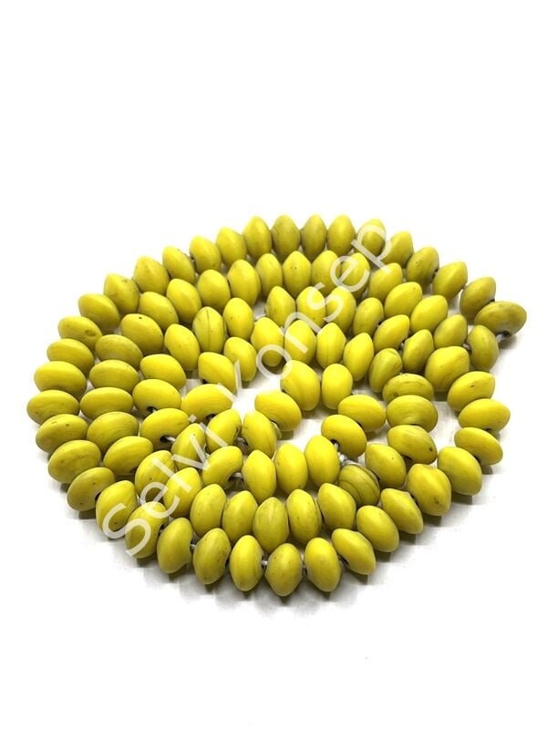 Otantik Eskitme Disk-Rondela Dizi Cam Boncuk Sarı 9x6 mm