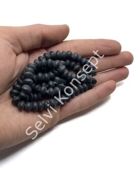 Otantik Eskitme Disk-Rondela Dizi Cam Boncuk Siyah 9x6 mm