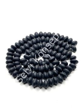 Otantik Eskitme Disk-Rondela Dizi Cam Boncuk Siyah 9x6 mm