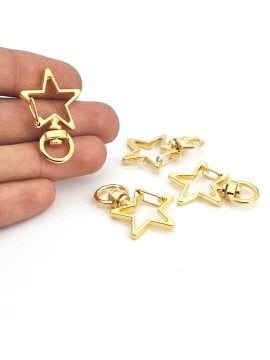 Altın Kaplama Yıldız Klips 34 mm