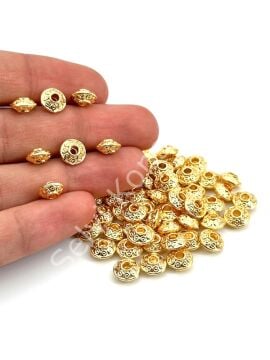 Altın Kaplama Desenli Disk Rondela 8x4 mm 10 gr