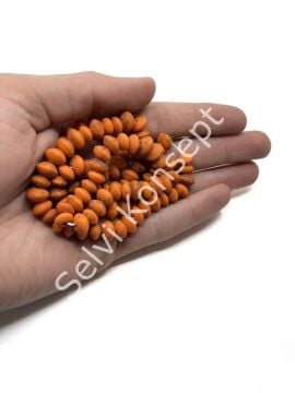 Otantik Eskitme Disk-Rondela Dizi Cam Boncuk Turuncu 9x6 mm
