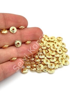 Altın Kaplama Desenli Disk Rondela 7x2 mm 10 gr