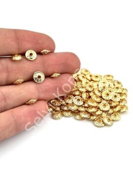 Altın Kaplama Desenli Disk Rondela 7x2 mm 10 gr