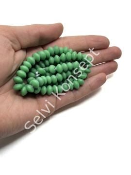 Otantik Eskitme Disk-Rondela Dizi Cam Boncuk Mint Yeşili 9x6 mm