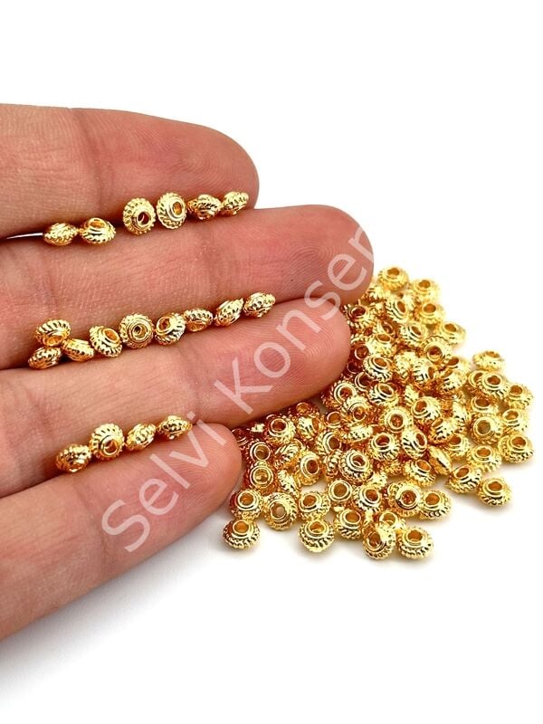 Altın Kaplama Desenli Disk Rondela 4x2 mm 10 gr