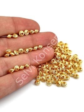 Altın Kaplama Desenli Disk Rondela 4x2 mm 10 gr