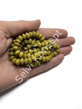 Otantik Eskitme Disk-Rondela Dizi Cam Boncuk Hardal 9x6 mm